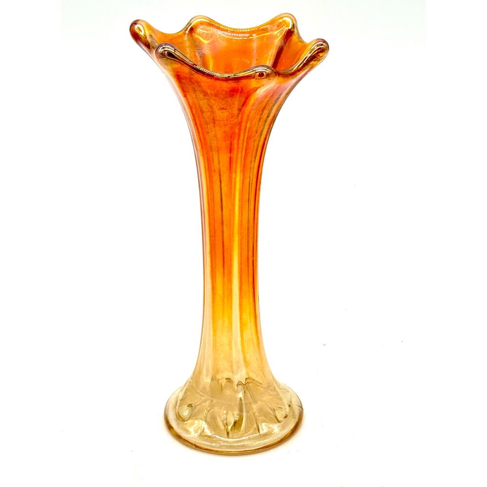 Vase - Imperial Marigold Carnival Glass  Morning Glory 7"H